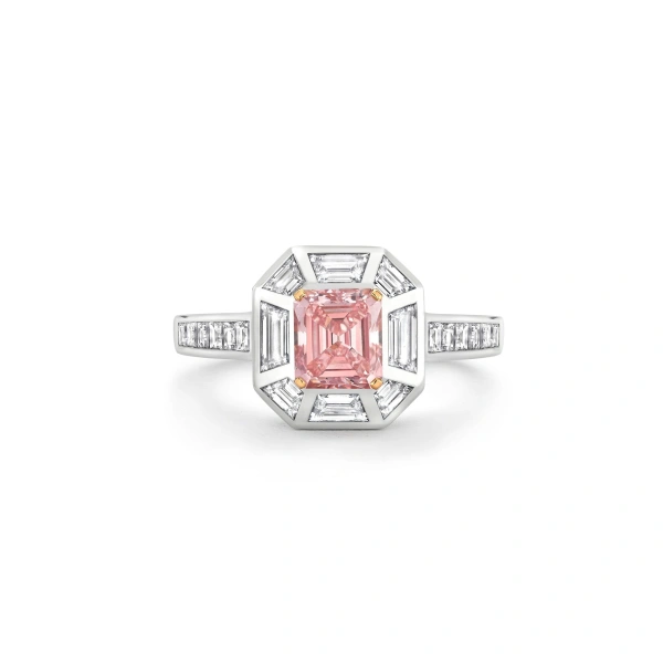 Boodles Art Deco Pink and White Diamond Platinum Ring | Fine Rings | Coveti