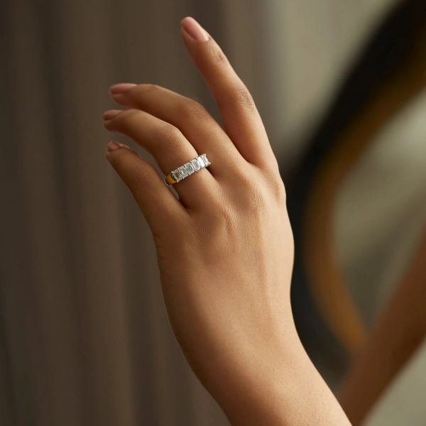 Boodles Ashoka Diamond Seven Stone Half Yellow Gold Eternity Ring | Fine Rings | Coveti