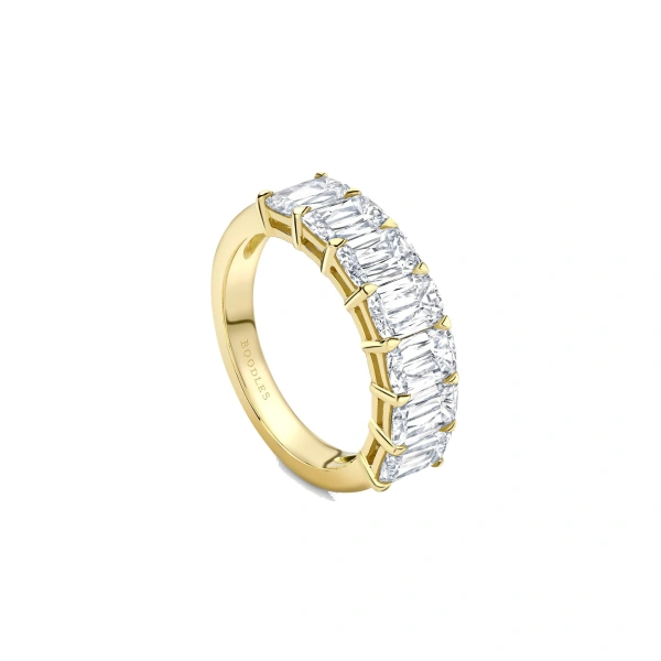 Boodles Ashoka Diamond Seven Stone Half Yellow Gold Eternity Ring | Fine Rings | Coveti