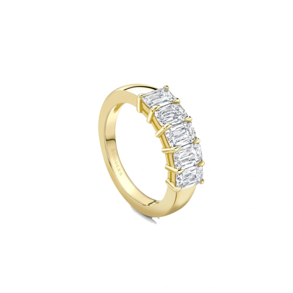 Boodles Ashoka Five Stone Half Yellow Gold Diamond Eternity Ring | Fine Rings | Coveti