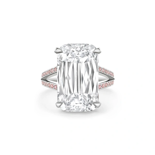 Boodles Ashoka Split Shoulder Pink and White Diamond Platinum Ring | Fine Rings | Coveti