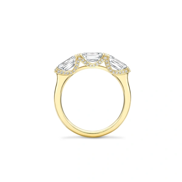 Boodles Ashoka Three Stone Diamond Yellow Gold Eternity Ring | Fine Rings | Coveti