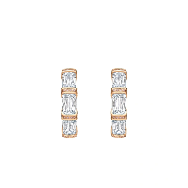 Boodles Ashoka Three Stone Rose Gold Diamond Hoop Earrings | Fine Earrings | Coveti