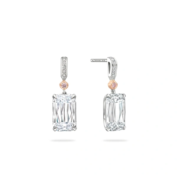 Boodles Ashoka White and Pink Diamond Drop Earrings | Fine Earrings | Coveti