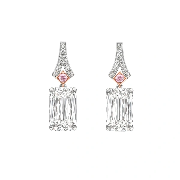 Boodles Ashoka White and Pink Diamond Platinum Drop Earrings | Fine Earrings | Coveti