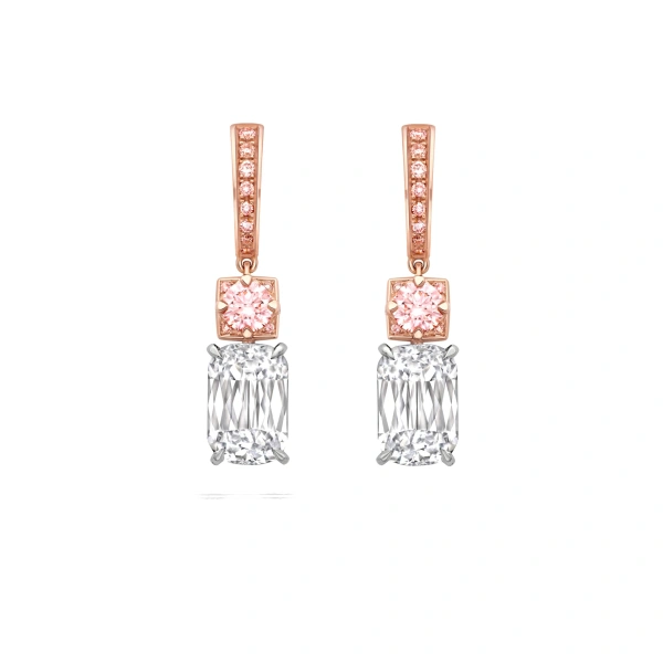 Boodles Ashoka and Brilliant Pink Diamond Rose Gold Drop Earrings | Fine Earrings | Coveti
