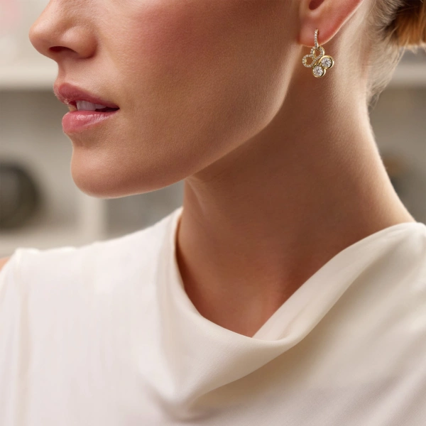 Boodles Be Boodles Large Yellow Gold Diamond Drop Earrings | Fine Earrings | Coveti