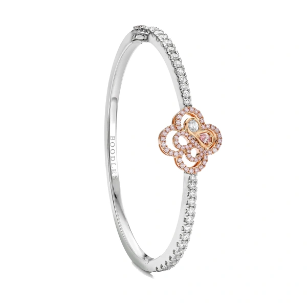 Boodles Be Boodles Pink and White Diamond Bangle | Fine Bracelets | Coveti