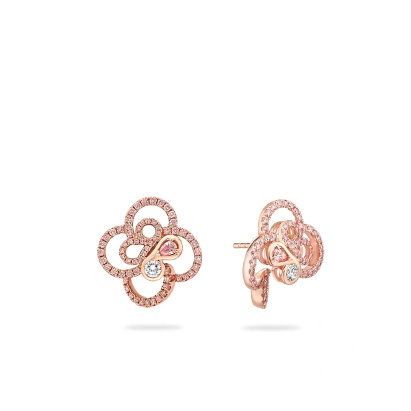 Boodles Be Boodles Pink and White Diamond Rose Gold Earrings | Fine Earrings | Coveti