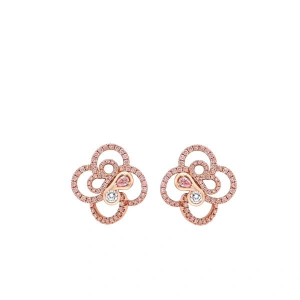 Boodles Be Boodles Pink and White Diamond Rose Gold Earrings | Fine Earrings | Coveti
