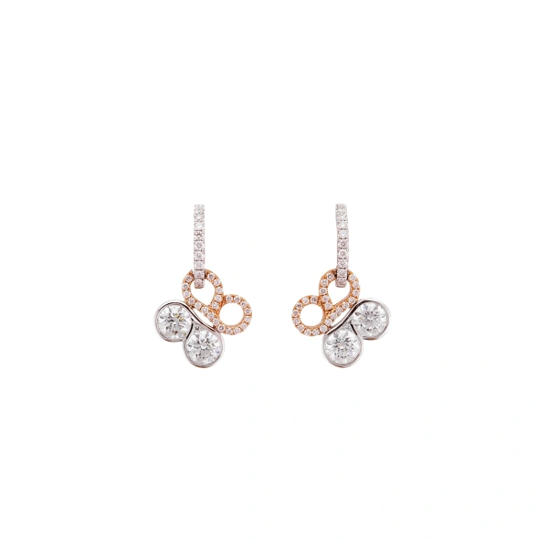 Boodles Be Boodles Platinum and Rose Gold Diamond Earrings | Fine Earrings | Coveti