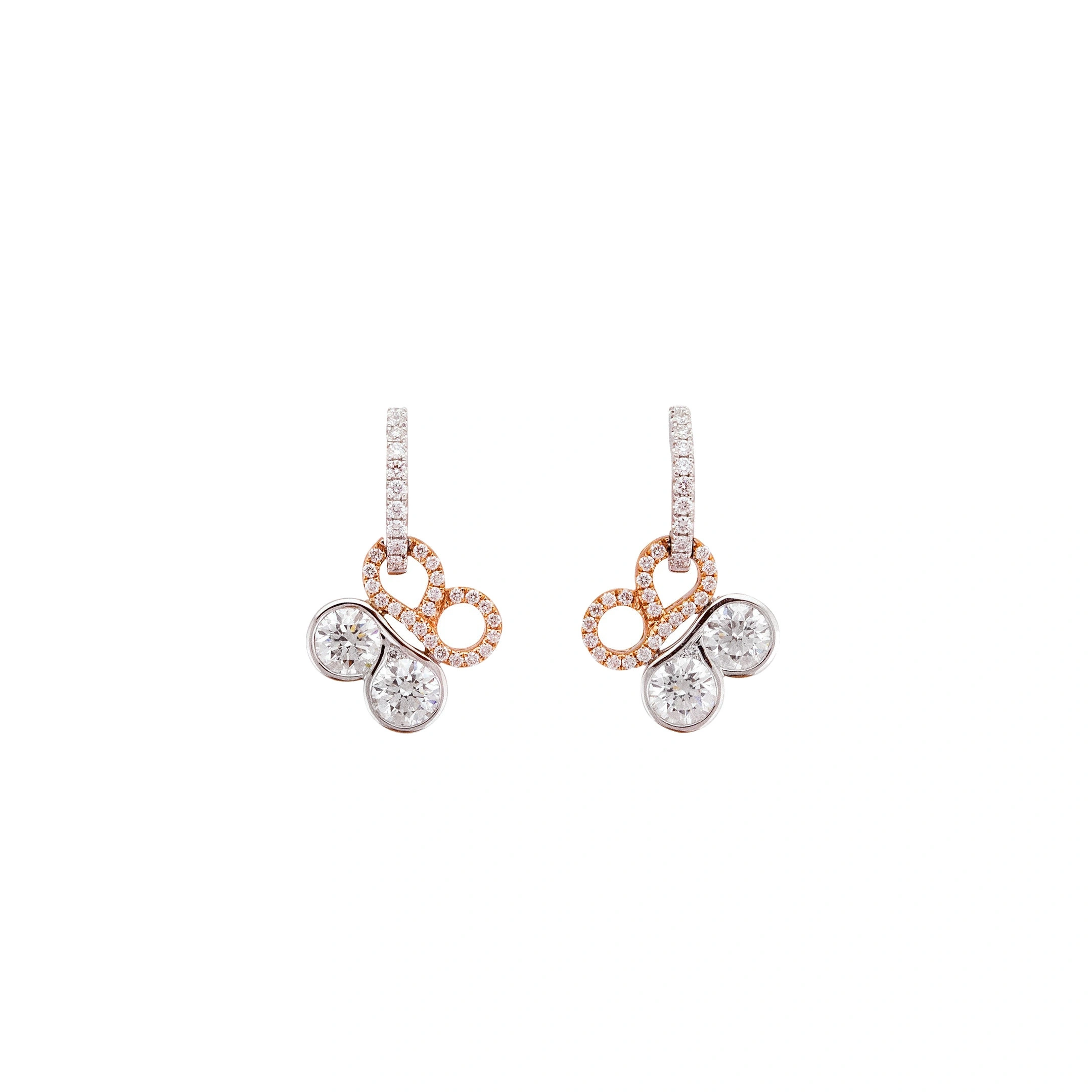 Boodles Be Boodles Platinum and Rose Gold Diamond Earrings Boodles Be Boodles Platinum and Rose Gold Diamond Earrings | Fine Earrings | Coveti
