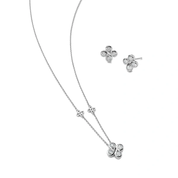 Boodles Be Boodles White Gold Pendant and Earrings Set | Fine Jewellery Sets | Coveti
