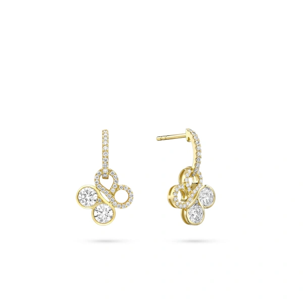 Boodles Be Boodles Yellow Gold Diamond Drop Earrings | Fine Earrings | Coveti