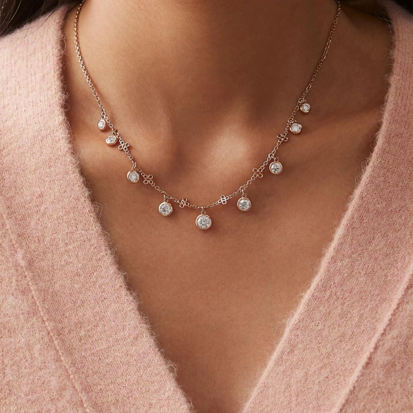 Boodles Beach Medium Rose Gold Diamond Necklace | Fine Necklaces | Coveti