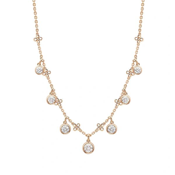 Boodles Beach Medium Seven Stone Rose Gold Diamond Necklace | Fine Necklaces | Coveti