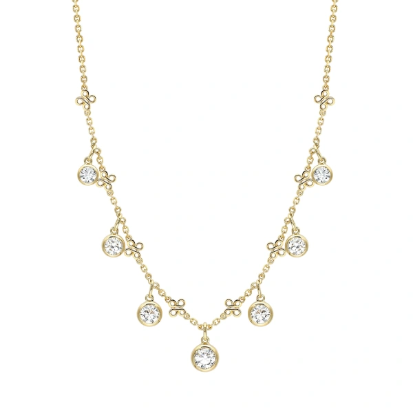 Boodles Beach Medium Seven Stone Yellow Gold Diamond Necklace | Fine Necklaces | Coveti