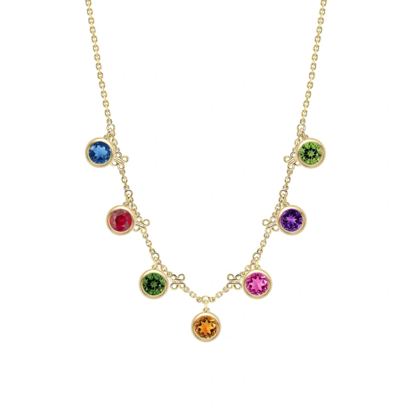 Beach Rainbow Yellow Gold Necklace