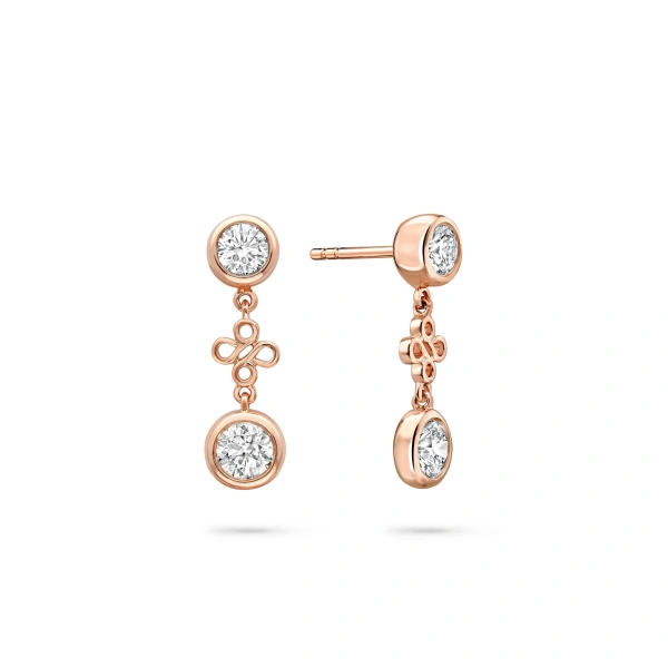 Boodles Beach Rose Gold Detachable Diamond Drop Earrings | Fine Earrings | Coveti