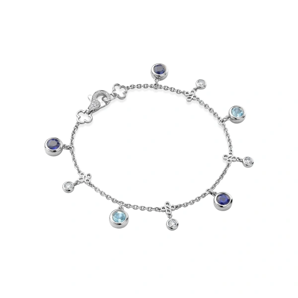 Boodles Beach Sapphire Aquamarine Platinum Bracelet | Fine Bracelets | Coveti