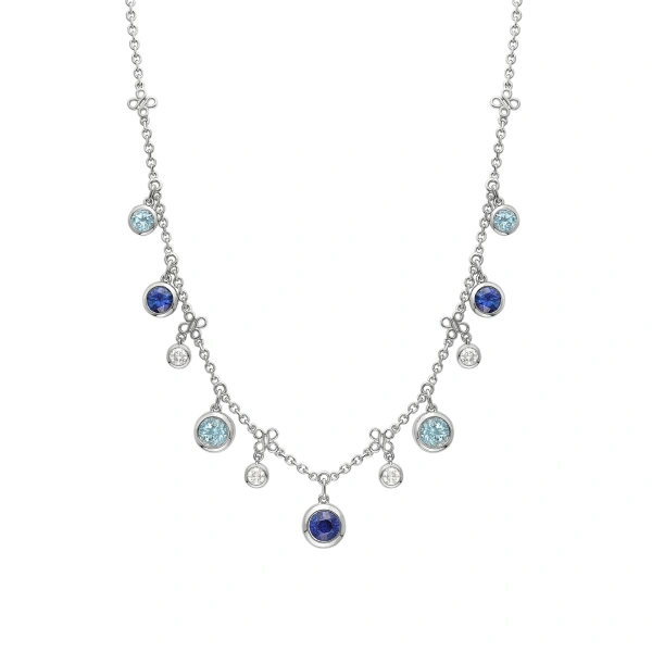 Boodles Beach Sapphire Aquamarine Platinum Necklace | Fine Necklaces | Coveti