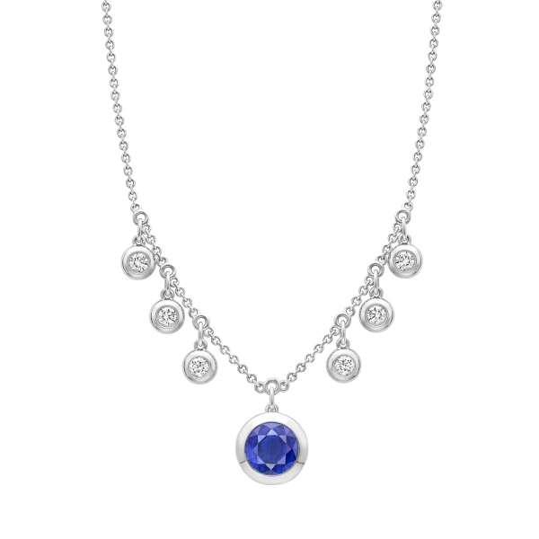 Boodles Beach Sapphire and Diamond Platinum Pendant | Fine Necklaces | Coveti