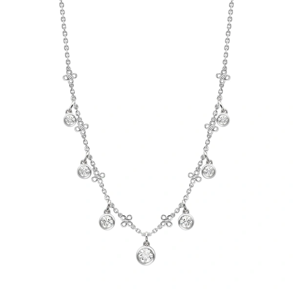 Boodles Beach Small Seven Stone Platinum Diamond Necklace | Fine Necklaces | Coveti