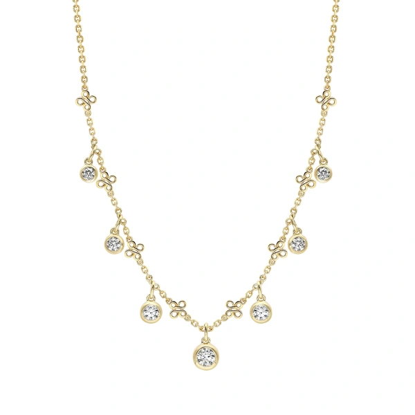 Boodles Beach Small Seven Stone Yellow Gold Diamond Necklace | Fine Necklaces | Coveti