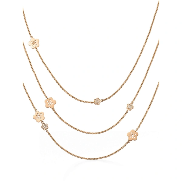 Boodles Blossom Long Rose Gold Charm Necklace | Fine Necklaces | Coveti