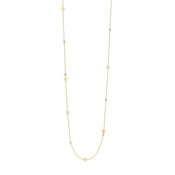 Boodles Blossom Long Yellow Gold Charm Necklace | Fine Necklaces | Coveti