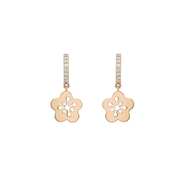 Boodles Blossom Mini Rose Gold Diamond Drop Earrings | Fine Earrings | Coveti