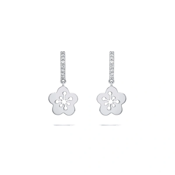 Boodles Blossom Mini White Gold Diamond Drop Earrings | Fine Earrings | Coveti