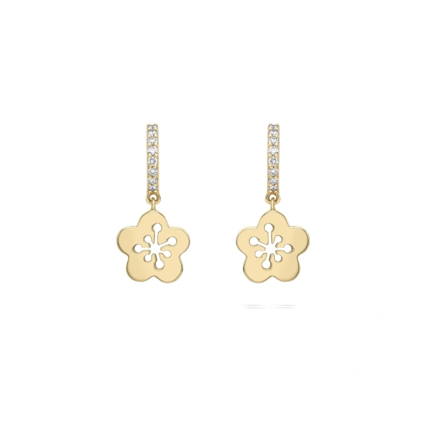 Boodles Blossom Mini Yellow Gold Diamond Drop Earrings | Fine Earrings | Coveti