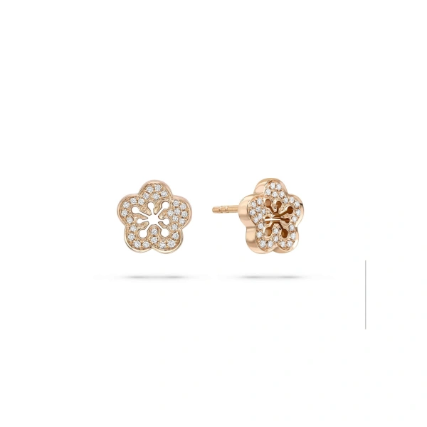 Boodles Blossom Rose Gold Diamond Stud Earrings | Fine Earrings | Coveti