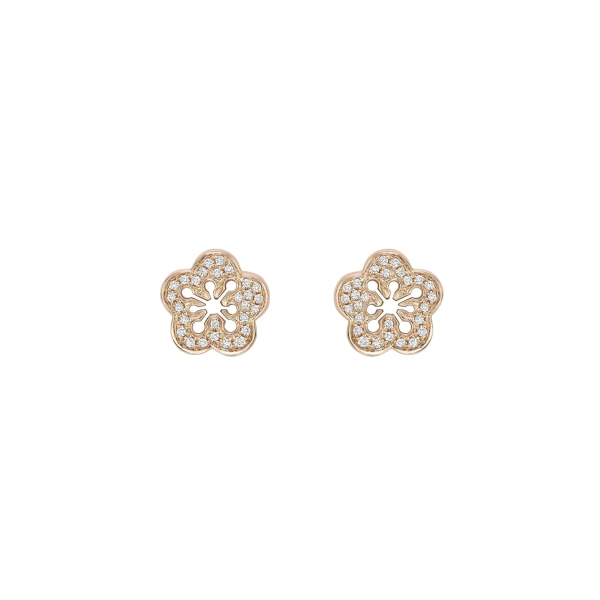 Boodles Blossom Rose Gold Diamond Stud Earrings | Fine Earrings | Coveti