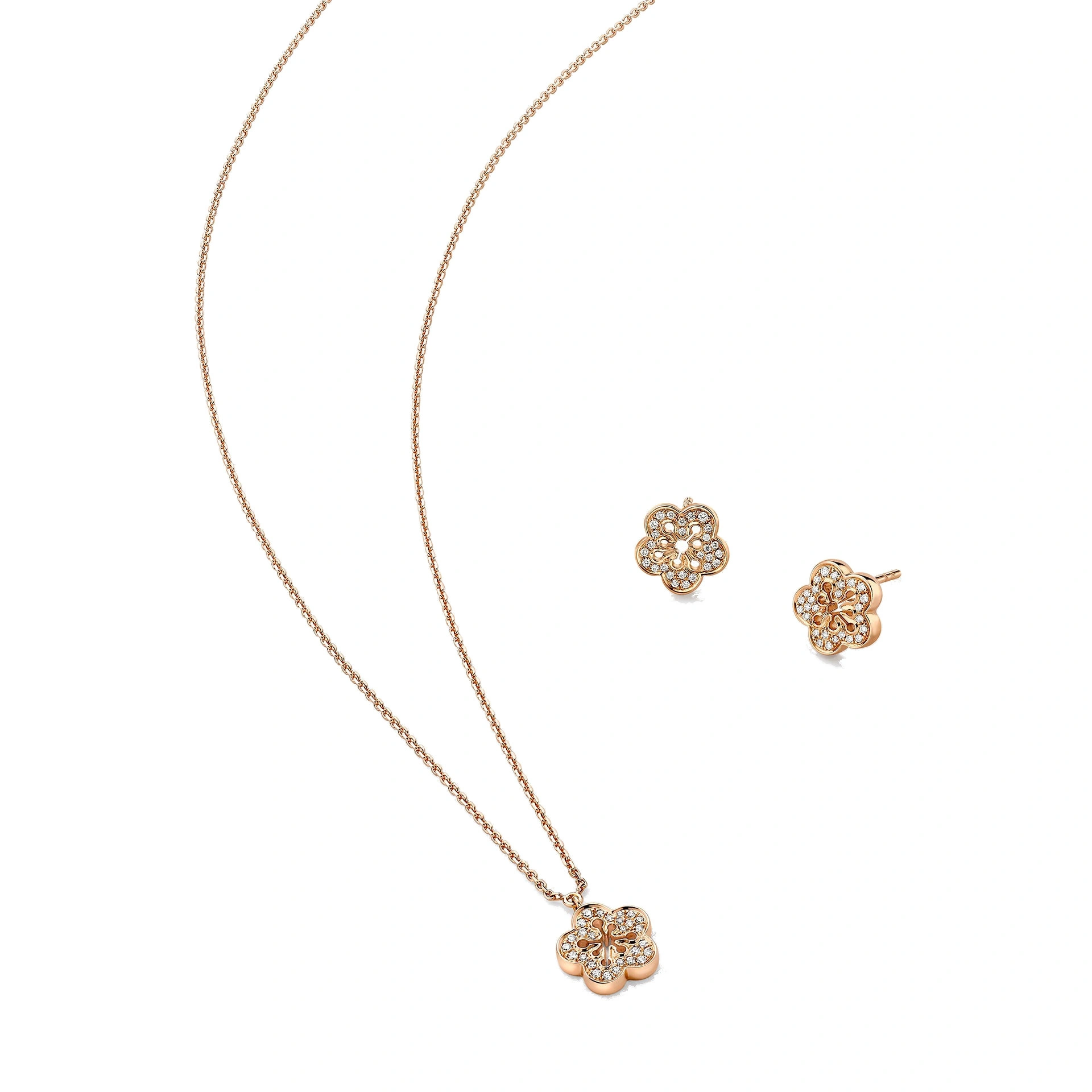 Boodles Blossom Rose Gold Pendant and Earrings Set Boodles Blossom Rose Gold Pendant and Earrings Set | Fine Jewellery Sets | Coveti