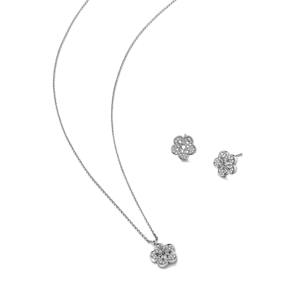Boodles Blossom White Gold Pendant and Earrings Set | Fine Jewellery Sets | Coveti