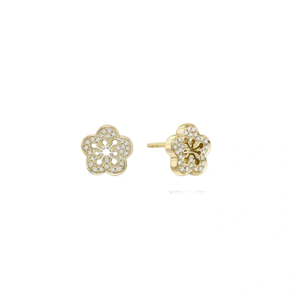 Boodles Blossom Yellow Gold Diamond Stud Earrings | Fine Earrings | Coveti