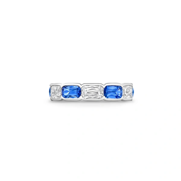 Boodles Classic Ashoka Diamond Sapphire Scalloped Full Hoop Platinum Eternity Ring | Fine Rings | Coveti