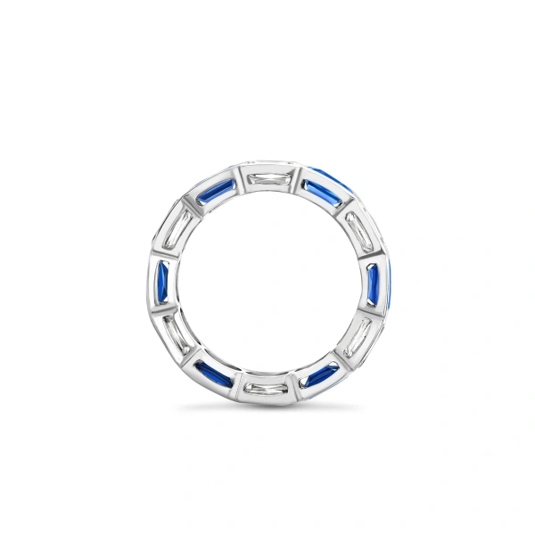 Boodles Classic Ashoka Diamond Sapphire Scalloped Full Hoop Platinum Eternity Ring | Fine Rings | Coveti