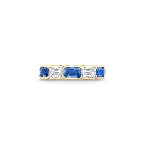 Boodles Classic Ashoka Diamond Sapphire Scalloped Full Hoop Yellow Gold Eternity Ring | Fine Rings | Coveti