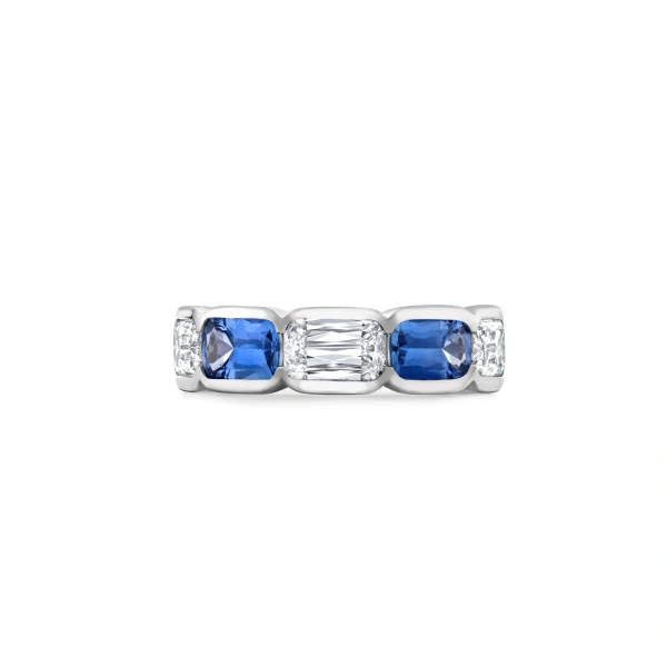 Boodles Classic Ashoka Diamond Sapphire Scalloped Platinum Eternity Ring | Fine Rings | Coveti