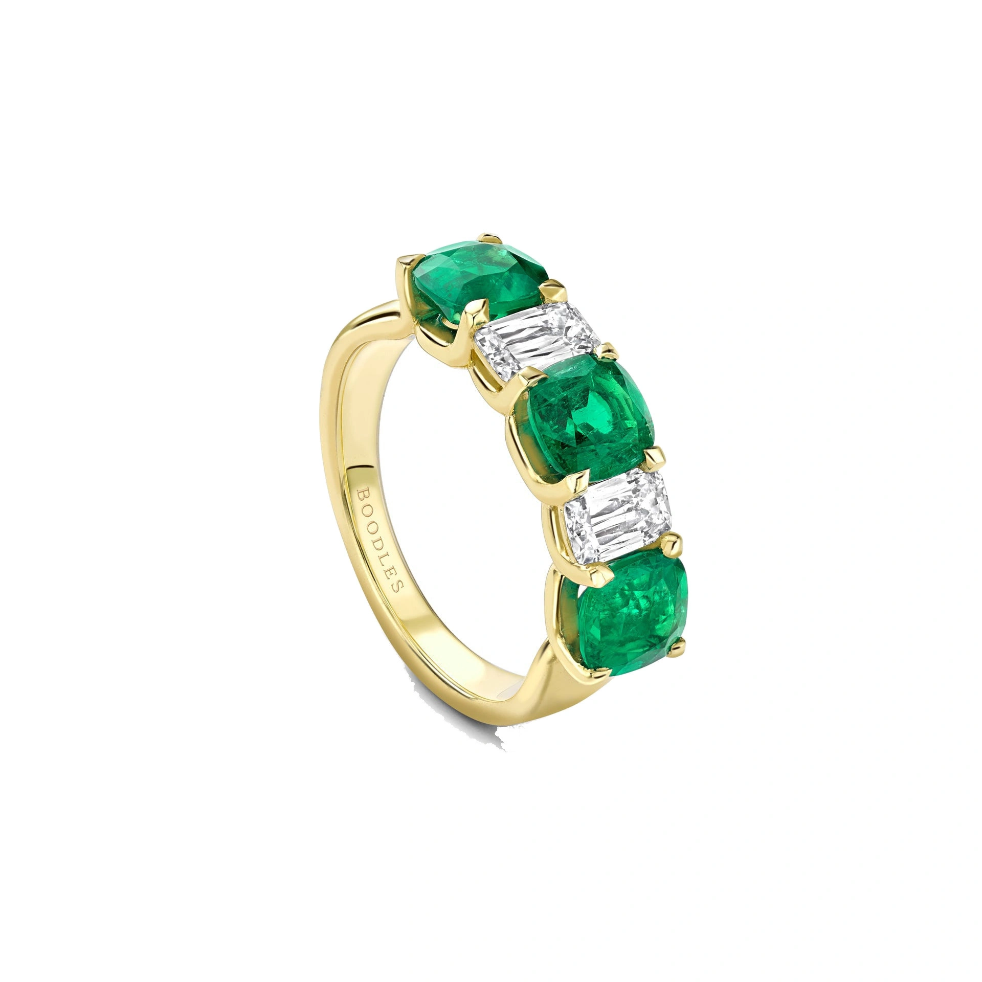 Boodles Classic Emerald and Ashoka Diamond Yellow Gold Eternity Ring Boodles Classic Emerald and Ashoka Diamond Yellow Gold Eternity Ring | Fine Rings | Coveti