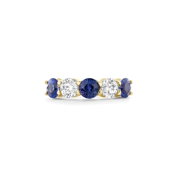 Boodles Classic Evermore Five Stone Sapphire Yellow Gold Eternity Ring | Fine Rings | Coveti
