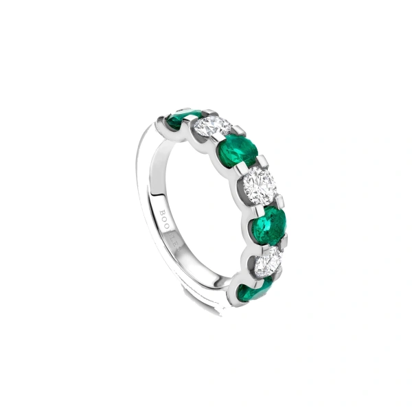 Boodles Classic Evermore Medium Emerald Diamond Platinum Eternity Ring | Fine Rings | Coveti