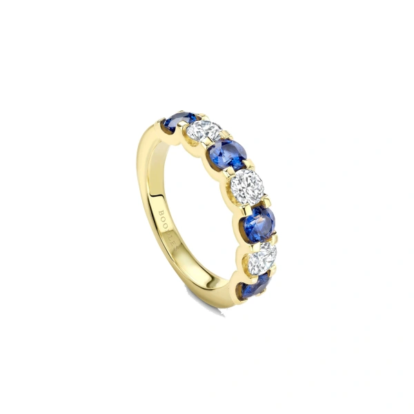 Classic Evermore Medium Sapphire Diamond Yellow Gold Eternity Ring