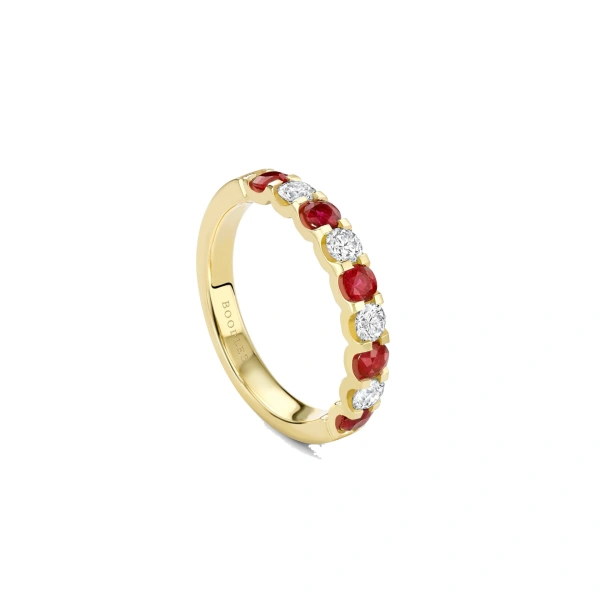 Boodles Classic Evermore Ruby Diamond Yellow Gold Eternity Ring | Fine Rings | Coveti