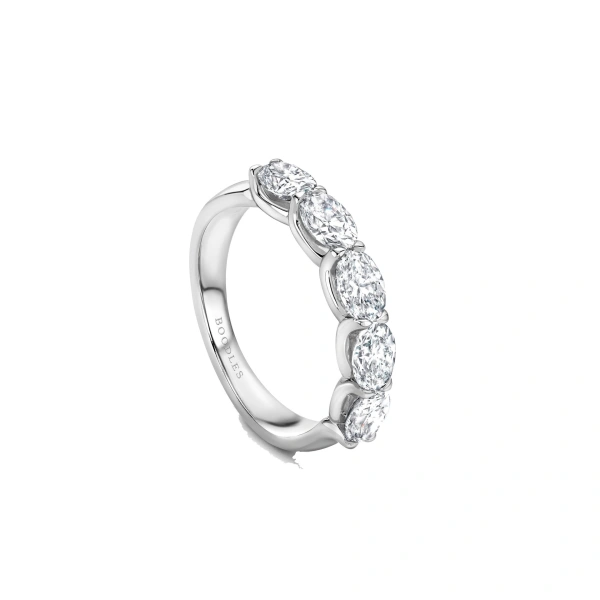 Classic Five Stone Oval Diamond Platinum Eternity Ring