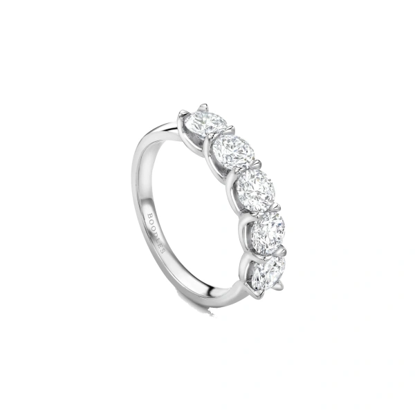 Boodles Classic Five Stone Round Brilliant Diamond Platinum Ring | Fine Rings | Coveti