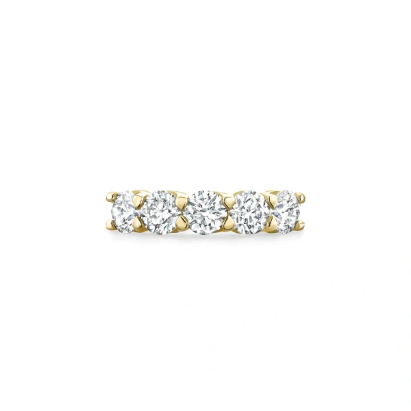 Boodles Classic Five Stone Round Brilliant Diamond Yellow Gold Ring | Fine Rings | Coveti